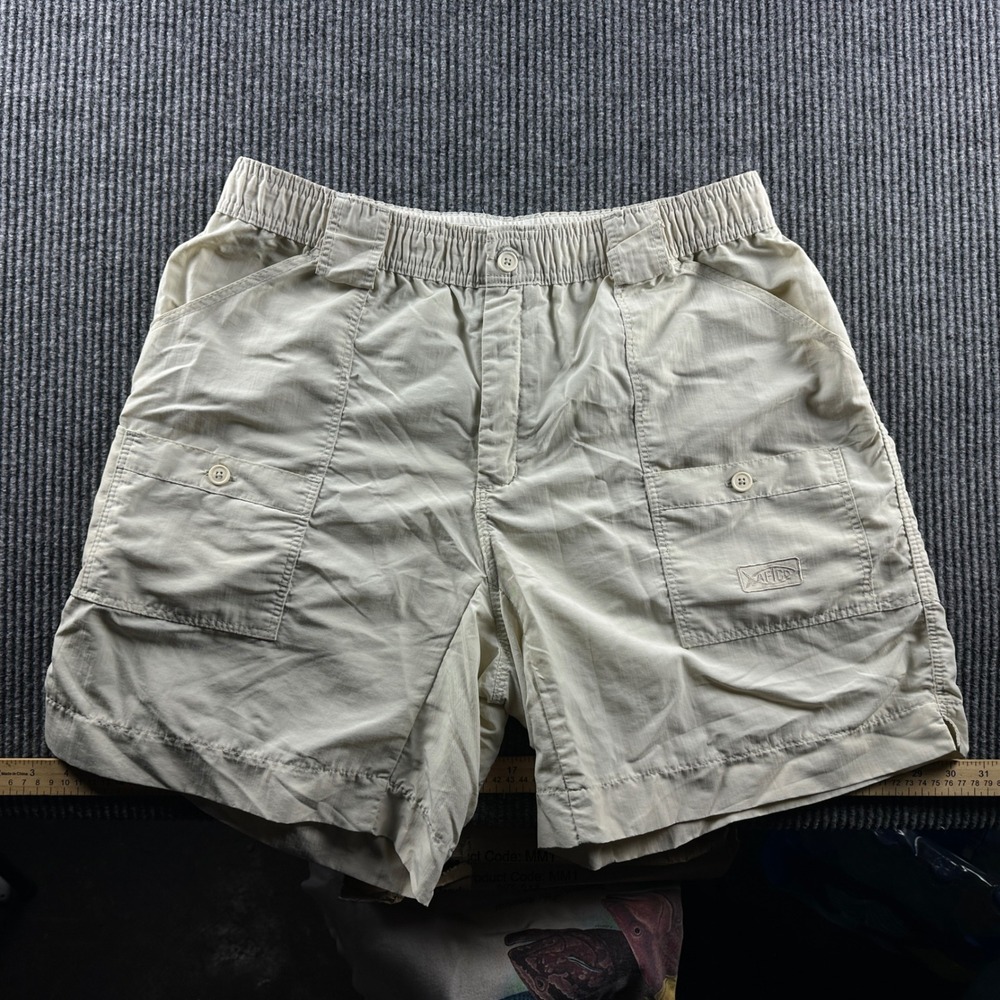 AFTCO M01 Original Fishing Shorts Khaki Tan Mens Size 36 Nylon Utility Cargo